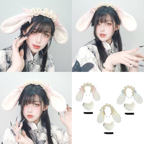 JUNNASALIKER Bunnies Ohrhaarband Bunnies Tail Bunnies Kostüm Halloween Cosplay Kostüm Bunnies Ohr von JUNNASALIKER