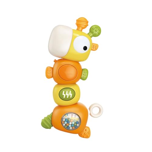 JUNNASALIKER Cartoon Giraffe Säuglings Zahnen Rasselspielzeug Für Babys Mit Rotierenden Körper Und Musiklicht Elektrische Rassel Teether Spielzeug von JUNNASALIKER