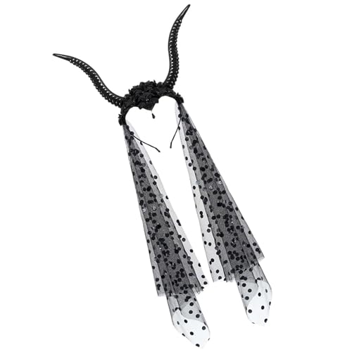 JUNNASALIKER Devil Horns Veil Stirnband Für Themenveranstaltungen Auftritte Halloween Hairhoop Adult Cosplay Maskeraden Kopfstücke JUNNASALIKER Devil Horns Veil Stirnband Für Themenveranstaltungen Auftritte Halloween Hairhoop Adult Cosplay Maskeraden Kopfstücke von JUNNASALIKER