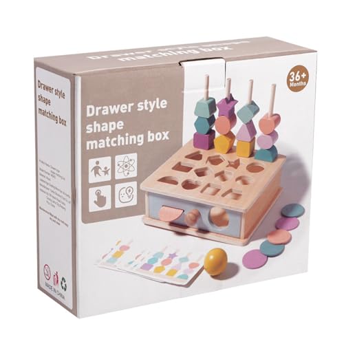 JUNNASALIKER Holzform Passende Schubladenspielzeugset Für Kinder Mit Faden Und Stapeln Von Block Fine Motor Skills Toy Für Kleinkindausbildung von JUNNASALIKER