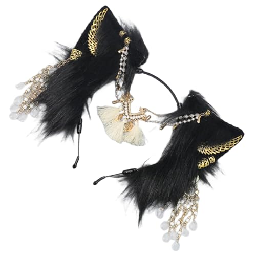 JUNNASALIKER Kunstpelz Wolf Katzen Füchse Schwanz Wolf Katzen Füchse Schwanz Wolf Ohren Stirnbänder Cosplay Kostüme Für Halloween Weihnachten von JUNNASALIKER