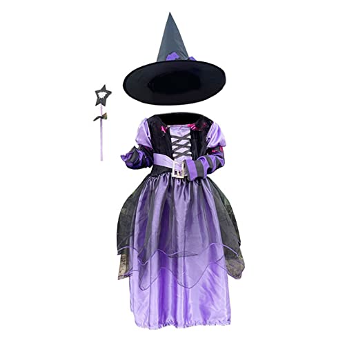 JUNNASALIKER Mädchen Halloween Witch Kostüm Cosplay Märchen Witch Kleid Mit Für Halloween Rollenspiele von JUNNASALIKER