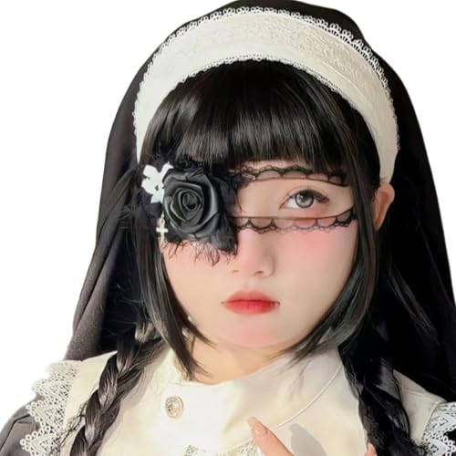 JUNNASALIKER Maskeraden Augenflecken Vintage Lace Eye Maske Rose Blumen Augendecke Für Frauen Halloween Maskeraden Cosplay Augenmaske von JUNNASALIKER