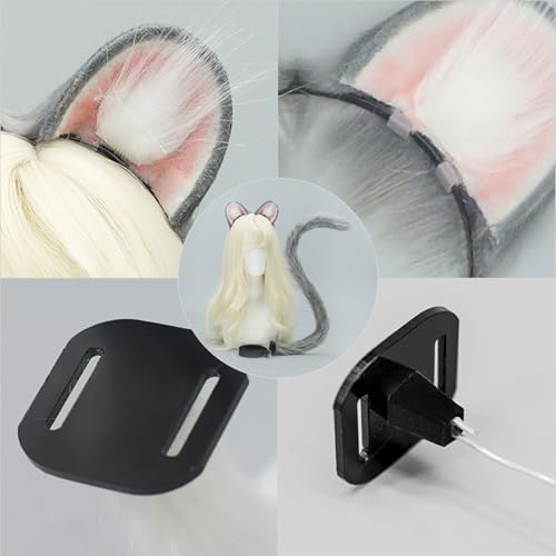 JUNNASALIKER Maus Kostüme Cosplay Kostüme Kunstpelz Maus Ohren Stirnband Mausschwanz Für Halloween Dressing Party Requisiten von JUNNASALIKER
