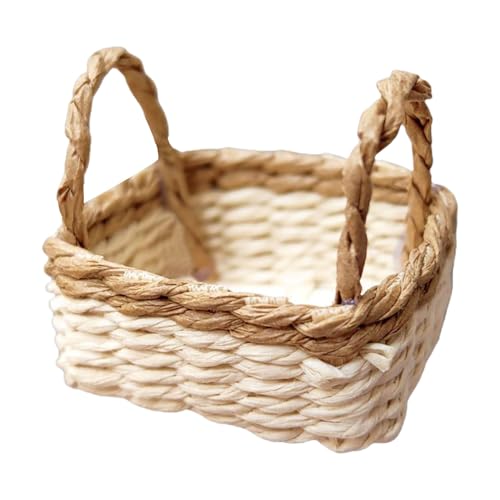 JUNNASALIKER Miniaturpuppenhäuser Gewebter Korb 1/12 Skala Für Dollhouses Playset Wickerwork Punnet Wicker Punnet von JUNNASALIKER