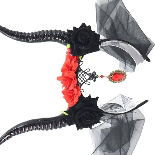 JUNNASALIKER Verstellbarer Kunststoff Devil Horn Stirnband Mit Blumendekorationen Für Rollenspielkostüme Und Nachtpartys Geeignet JUNNASALIKER Verstellbarer Kunststoff Devil Horn Stirnband Mit Blumendekorationen Für Rollenspielkostüme Und Nachtpartys Geeignet von JUNNASALIKER