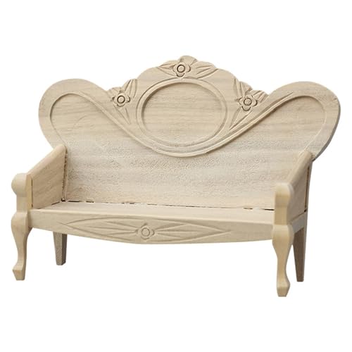 JUNNASALIKER Miniaturholz Sofa Stuhl Für Puppenhäuser Dekoration Retro Stile Unbemalter Stuhl Für 1/12 Skala Handwerksmodellbegeisterte von JUNNASALIKER