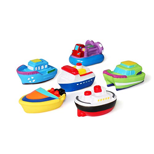 JAYSRIS Badespielzeug Geschenkset(6PCS) Mit Kostenlos Aufbewahrungstasche,Bad Boot Spielzeug,Bath Boat Toys,Schwimmenden Boot Badespaß Zeit Großes Geschenk für Baby von JAYSRIS