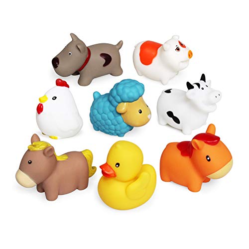 Schwimmendes Badespielzeug Farm Set(8 PCS),Weiche Hunde Enten Schaf Henne Schwein Badespielzeug,Badezimmer Spielzeug Sich hin und herbewegende Bauernhof-Baden Spaß Zeit Großes Geschenk für Baby von JAYSRIS