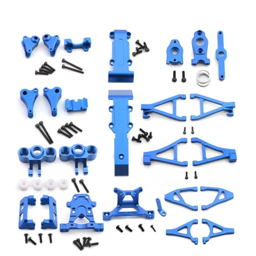 Aluminiumlegierung Querlenker Autoschale Säule Lenkgruppe Servositz RC Upgrade Teile Combo für Traxxas 1/16 Revo Slash Summit RC Car (blau) von JUSHIDE