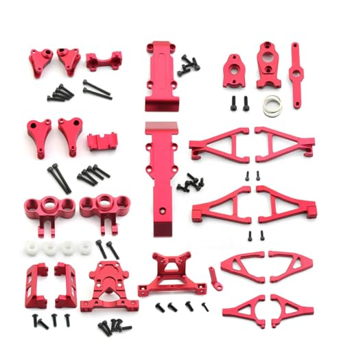 Aluminiumlegierung Querlenker Autoschale Säule Lenkgruppe Servositz RC Upgrade Teile Combo für Traxxas 1/16 Revo Slash Summit RC Car (rot) von JUSHIDE