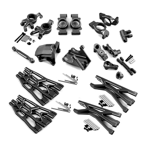Aluminiumlegierung Querlenker C Seat Wave Box Shell Lenkgruppe Zugstange Servositz RC Upgrade Teile Set für TRAXXAS 1/5 X-MAXX RC Auto (Schwarz) von JUSHIDE