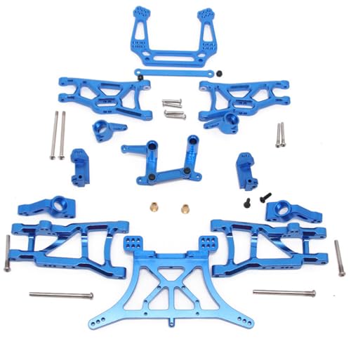 Aluminiumlegierung Querlenker Lenkgruppe Stoßdämpfer Turm Radsitz RC Upgrade Teile Set für TRAXXAS 1/10 Slash 2WD RC Auto (blau) von JUSHIDE