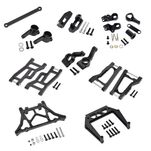 Aluminiumlegierung Querlenker Stoßdämpfer Turm Hinterachse Sitz Lenkgruppe RC Upgrade Teile Set für TRAXXAS 1967 C10 Drag Slash RC Auto (Schwarz) von JUSHIDE