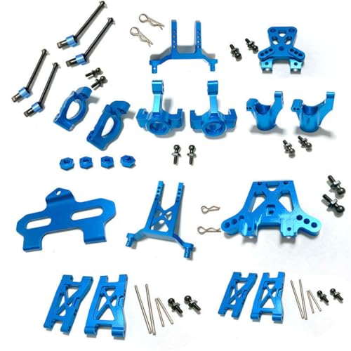 Aluminiumlegierung Radsitz Stoßdämpfer Turm Querlenker Antriebswelle Autoschale Säule RC Upgrade Teile Set für TRAXXAS 1/18 LaTrax Teton RC Auto (blau) von JUSHIDE