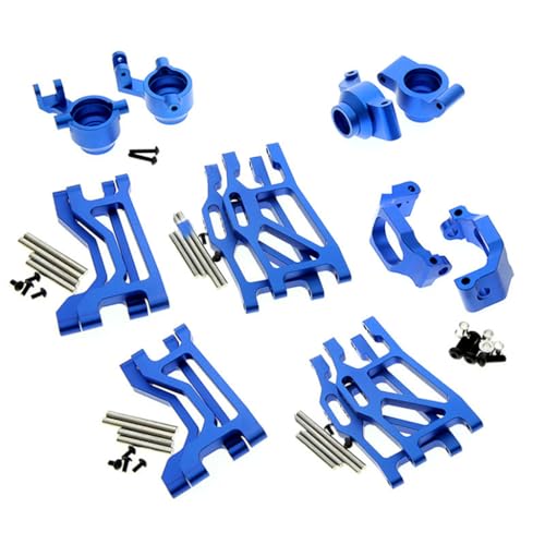 Aluminiumlegierung oberer unterer Querlenker, Lenkbecher, Hinterachs-Sitz, C-Sitz, RC, Upgrade-Teile-Set für Traxxas 1/10 Maxx Monster Truck-89076-4 RC Auto (blau) von JUSHIDE