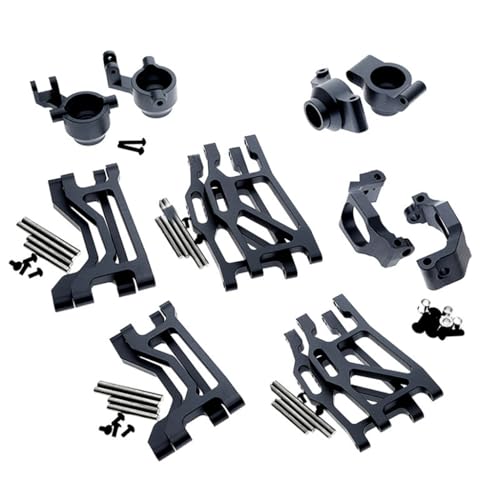 Aluminiumlegierung oberer unterer Querlenker, Lenkbecher, Hinterachs-Sitz, C-Sitz, RC-Upgrade-Teile-Set für Traxxas 1/10 Maxx Monster Truck-89076-4 RC Auto (schwarz) von JUSHIDE