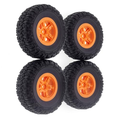 JUSHIDE 4 Stück RC Auto Gummirad Reifen Größe 120 x 47 mm Sechskant-Nabe 12 mm RC Ersatzteile für 1/10 Kurzstrecken-LKW Slash Remo Hobby RC Auto (Orange) von JUSHIDE