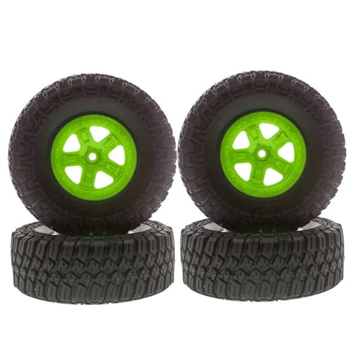 JUSHIDE 4 Stück RC Auto Gummirad Reifen Größe 120 x 47 mm Sechskant-Nabe 12 mm RC Ersatzteile für 1/10 Kurzstrecken-LKW Slash Remo Hobby RC Auto (grün) von JUSHIDE