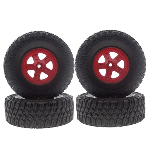 JUSHIDE 4 Stück RC Auto Gummirad Reifen Größe 120 x 47 mm Sechskant-Nabe 12 mm RC Ersatzteile für 1/10 Kurzstrecken-LKW Slash Remo Hobby RC Auto (rot) von JUSHIDE