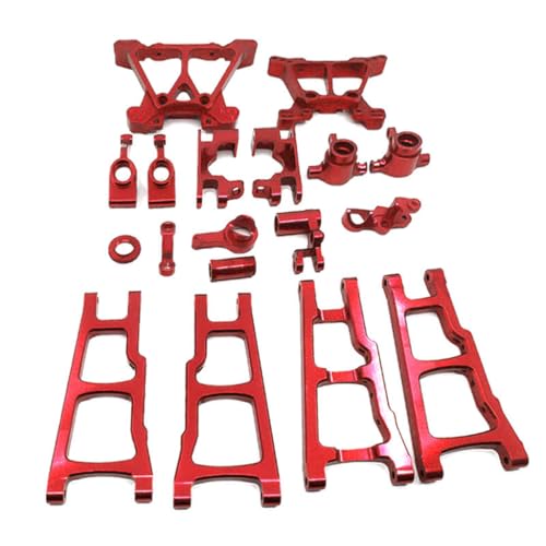 Lenkbecher-Lenkgruppe, Aluminiumlegierung, Querlenker, RC-Upgrade-Teile-Set für Traxxas Slash 4x4 RC Auto (rot) von JUSHIDE