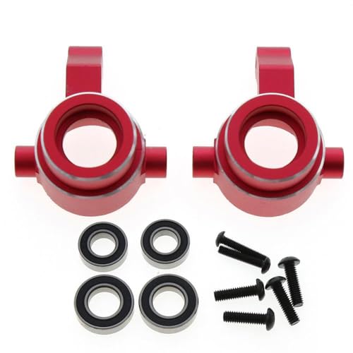 Lenkbecher aus Aluminiumlegierung mit Kugellager, RC-Upgrade-Teile-Set für Traxxas 1/8 4WD SLEDG RC Auto (rot) von JUSHIDE