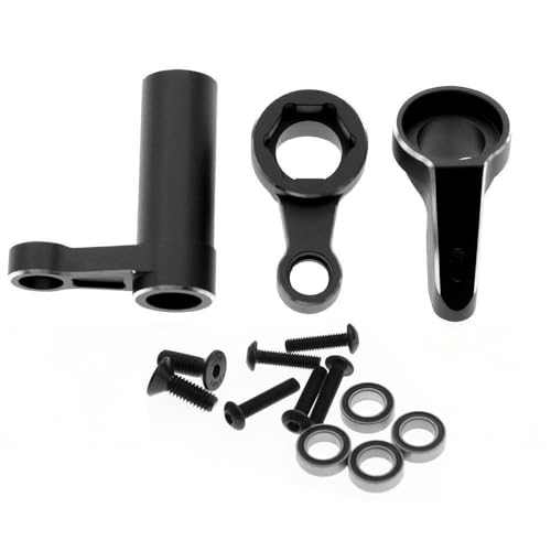 Lenkgruppe aus Aluminiumlegierung mit Kugellager, RC-Upgrade-Teile für Traxxas 1/8 4WD SLEDG RC Auto (schwarz) von JUSHIDE