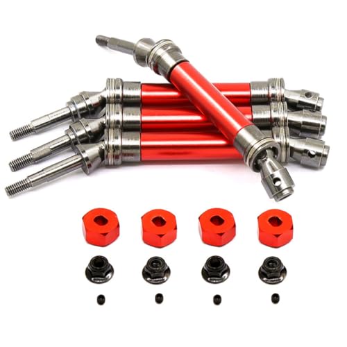 Metall Vorne und Hinten CVD Antriebswelle Achse #6851X #6852X mit Rad Hex Adapter RC Upgrade Teile für TRAXXAS Slash 4x4 RC Car (Rot) von JUSHIDE