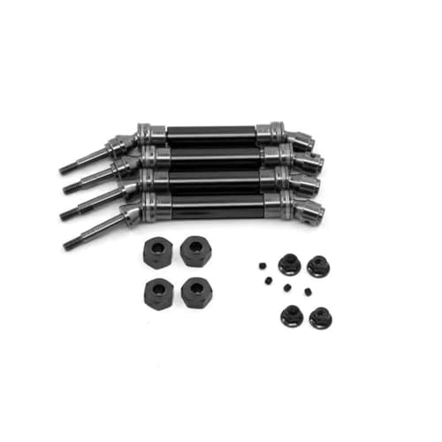 Metall Vorne und Hinten CVD Antriebswelle Achse #6851X #6852X mit Rad Hex Adapter RC Upgrade Teile für TRAXXAS Slash 4x4 RC Car (Schwarz) von JUSHIDE