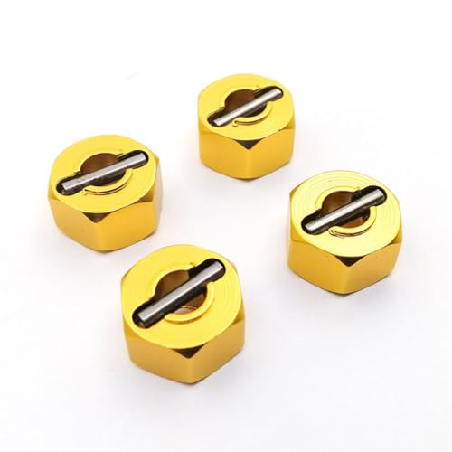 Rad-Sechskant-Adapter aus Aluminiumlegierung, 12 mm, RC-Upgrade-Teile für Traxxas Slash RC Auto, 4 Stück (Golden) von JUSHIDE