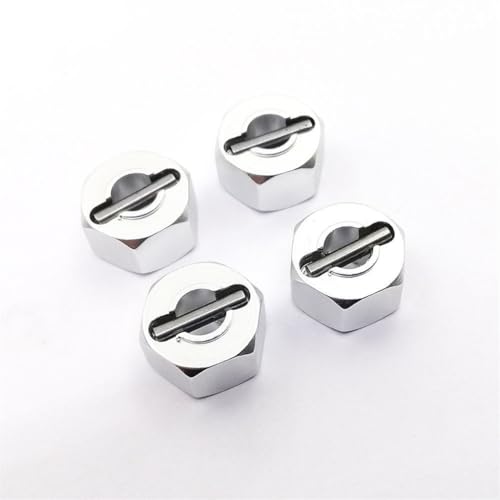 Rad-Sechskant-Adapter aus Aluminiumlegierung, 12 mm, RC-Upgrade-Teile für Traxxas Slash RC Auto, 4 Stück (Silber) von JUSHIDE
