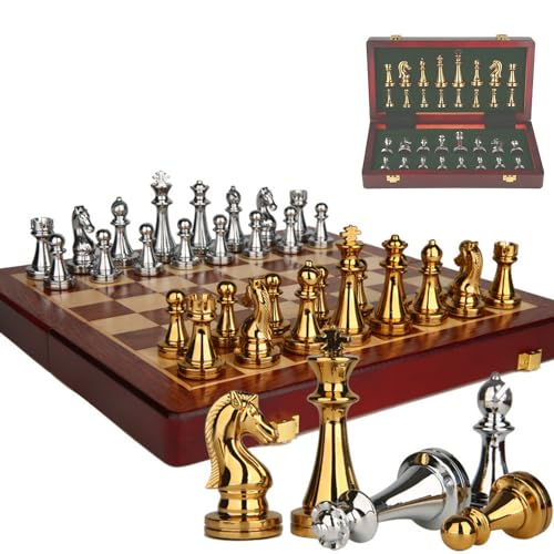 internationales Schach Klappschachspiel Vollmetall mit magnetischen Schachfiguren Brettspiel Premium Schachspiel 2 Personen Geschenk für Erwachsene Schach Chess internationales Schach Klappschachspiel Vollmetall mit magnetischen Schachfiguren Brettspiel Premium Schachspiel 2 Personen Geschenk für Erwachsene Schach Chess von JUSKAQZYI