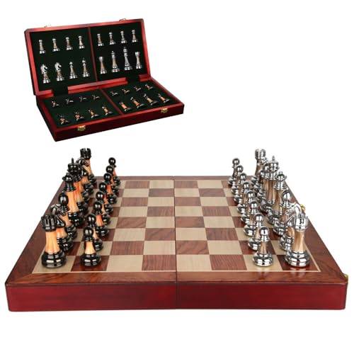 internationales Schach Schachspiel, gewichtete Schachfiguren aus Acryl und Zinklegierung, zusammenklappbares magnetisches Schachspiel, 48 cm, mit Aufbewahrungsschlitz, Brettspielset Schach Chess internationales Schach Schachspiel, gewichtete Schachfiguren aus Acryl und Zinklegierung, zusammenklappbares magnetisches Schachspiel, 48 cm, mit Aufbewahrungsschlitz, Brettspielset Schach Chess von JUSKAQZYI