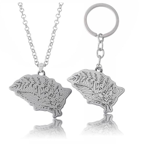 JUSONGKWCP 2 Pcs The Last Us Schlüsselanhänger Halskette Game The Last Us Figur Ellie Cosplay Accessories Ellie Ahornblatt Tattoo Anhänger Jewelry von JUSONGKWCP
