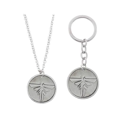 2 Set The Last Us Schlüsselanhänger Halskette Game The Last Us Figur Ellie Cosplay Accessories Anhänger Jewelry (Silver-2set) von JUSONGKWCP