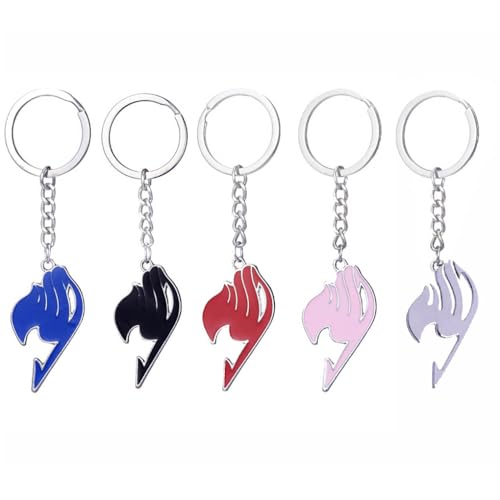 5 Pcs Fairys Tails 100 Years Quests Schlüsselanhänger Anime Figur Fairys Tails Logo Auto Accessories Fairys Tails Metal Anhänger Set von JUSONGKWCP