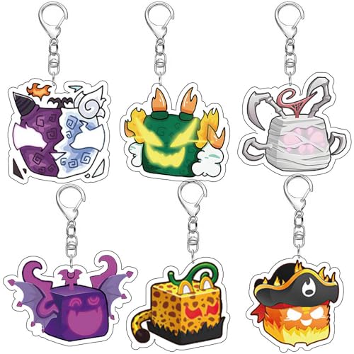 6 Set Blox Fruit Schlüsselanhänger Game Figur Cosplay Accessories Blox Fruit Acryl Anhänger Keychain Collections von JUSONGKWCP
