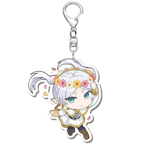 Frieren Schlüsselanhänger Anime Figur Frieren Cosplay Accessories Süße Keychain Frieren Acryl Kette (Mehrfarbig-1) von JUSONGKWCP