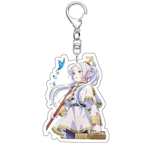 Frieren Schlüsselanhänger Anime Figur Frieren Cosplay Accessories Süße Keychain Frieren Acryl Kette (Mehrfarbig-2) von JUSONGKWCP