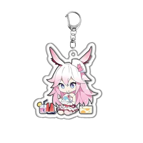 Hon Kai Impact Figure Schlüsselanhänger Anime Figur Cosplay Accessories Keychain Hon Kai Impact 3 Acryl Chain (White-2) von JUSONGKWCP