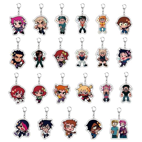 JUSONGKWCP 23 ScottPilgrims Schlüsselanhänger Cartoon ScottPilgrims Vs The World Figur Cosplay Zubehör Acryl Anhänger Set von JUSONGKWCP