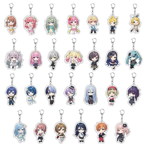 JUSONGKWCP 27 Projects Sekais Schlüsselanhänger Game Figur Sekais Rui Cosplay Accessories Acryl Anhänger for Fans von JUSONGKWCP