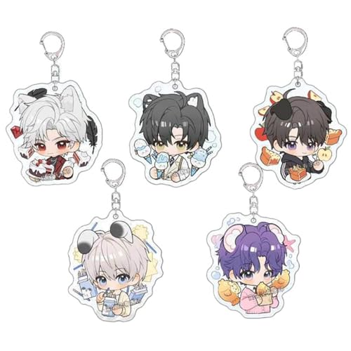 5 Love＆Deepspace Schlüsselanhänger Anime Figur Cosplay Zubehör Schlüsselbund Acryl Anhänger Keychain Set von JUSONGKWCP