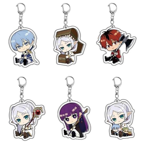 6 Frieren Schlüsselanhänger Anime Figur Frieren Cosplay Accessories Süße Keychain Frieren Acryl Kette von JUSONGKWCP