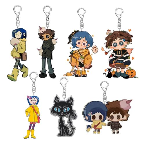 JUSONGKWCP 7 Coralins Schlüsselanhänger Cartoon Coralins Figur Cosplay Zubehör Acryl Anhänger Set von JUSONGKWCP