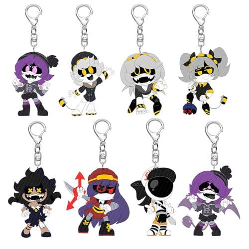 8 Murder UziDrones Schlüsselanhänger Uzi J N Cyn Figur Cosplay Accessories Acryl Anhänger Deck Set von JUSONGKWCP
