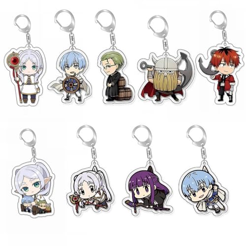 9 Pcs Frierens Figur Schlüsselanhänger Anime Figure Frierens Süße Mädchen Frierens Cosplay Accessories Keychain Frierens Acryl Kette Set von JUSONGKWCP