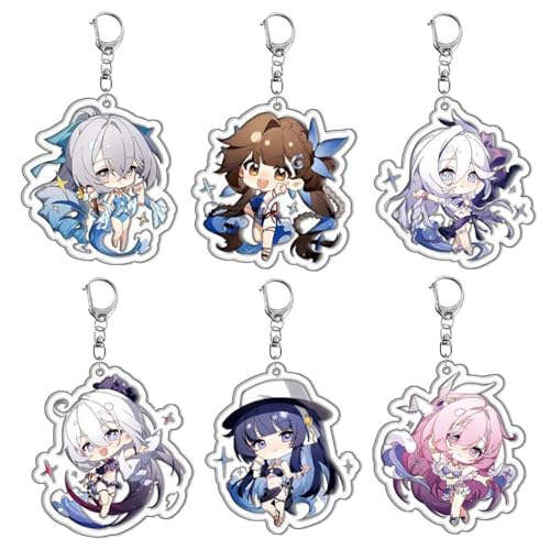 Pack of 6 Hon Kai Impact Schlüsselanhänger Anime Figur Cosplay Accessories Süße Keychain Hon Kai Impact 3 Acryl Kette von JUSONGKWCP