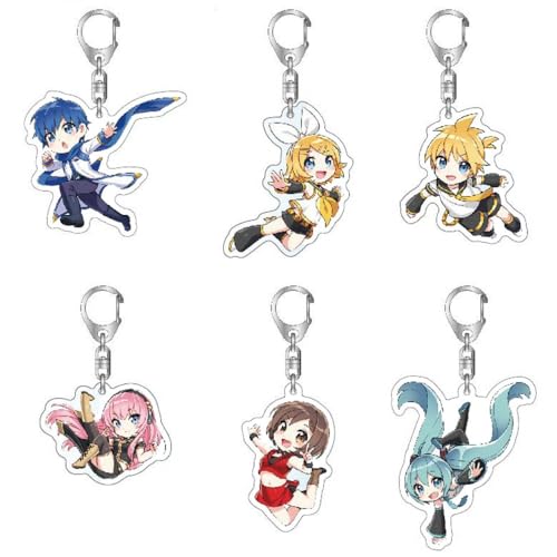 Project Sekais Action Figures Schlüsselanhänger HatsuneMiku Rin＆Len Cosplay Zubehör Acryl Keychain Anhänger Pack of 6 von JUSONGKWCP