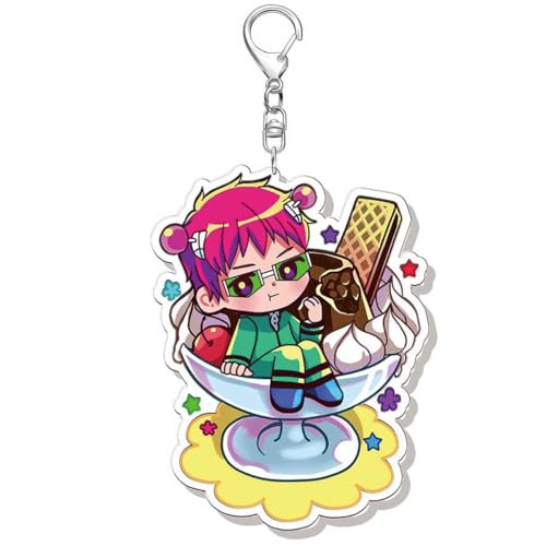 Saikik Schlüsselanhänger Anime Figur Saikik Cosplay Zubehör Schlüsselbund Saikik Acryl Anhänger Keychain (Mehrfarbig-3) von JUSONGKWCP
